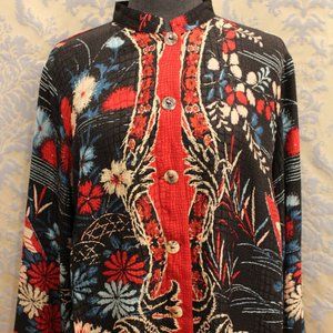 New Brilliant Floral 100% Silk Button Up Blouse